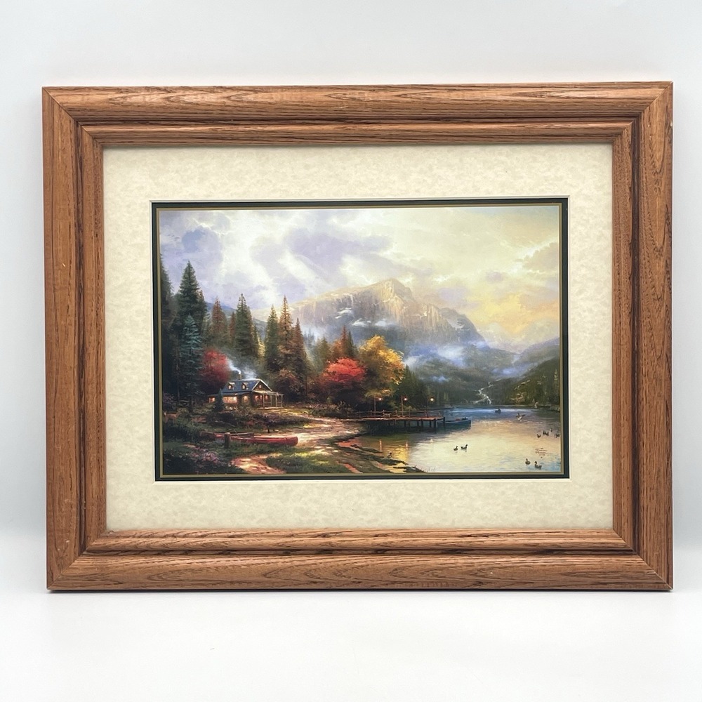 Vintage 1995 Thomas Kinkade The End Of A Perfect Day III Framed Art Print 15.5"